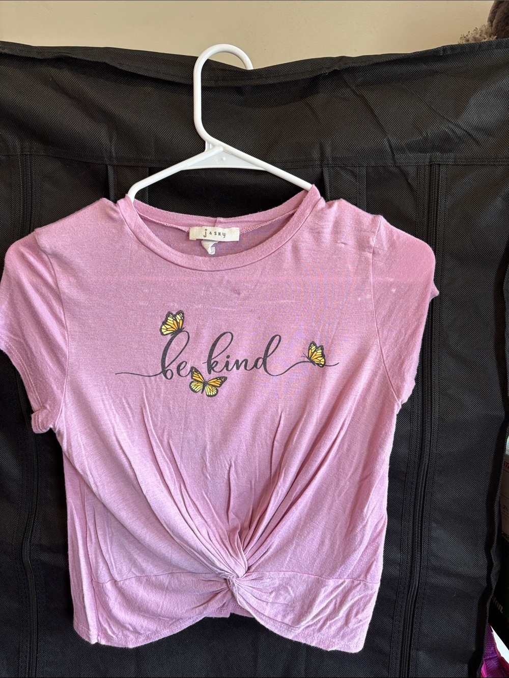 Girls' Pink "Be Kind" Butterfly Knotted Tee